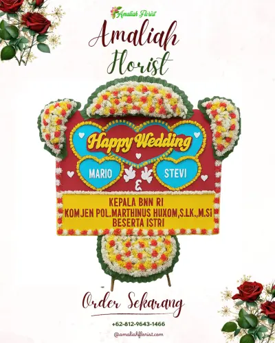 Karangan Papan Bunga Pernikahan di Wumialo